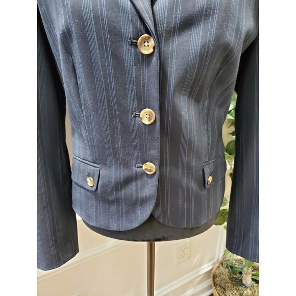 Isaac Mizhari Women Blue Lined Polyester Three Buttons Single Breasted Blazer 14 - Picture 3 of 12